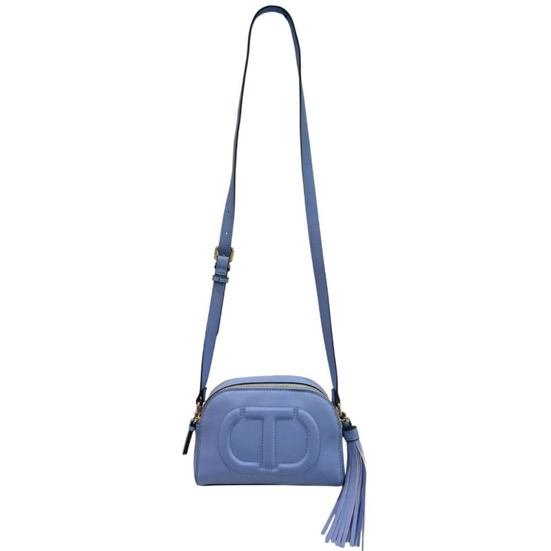 Twinset Blue PU Women Crossbody Bag with Fringe Detail