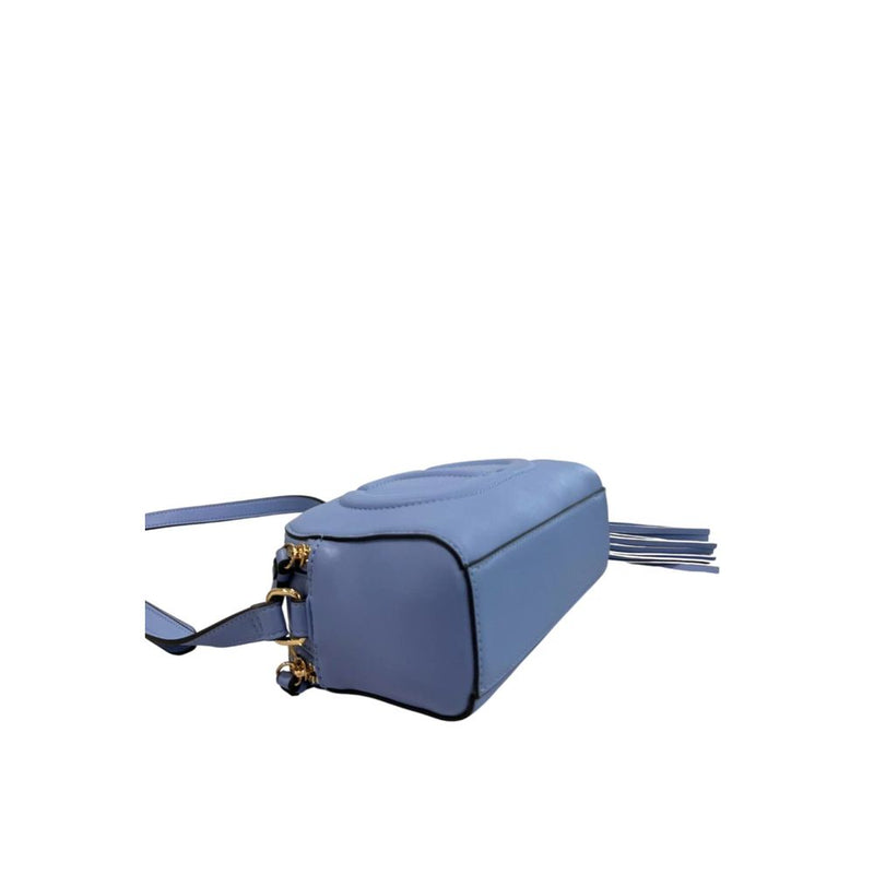 Twinset Blue PU Women Crossbody Bag with Fringe Detail