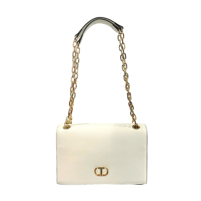 Twinset White PU Chain Crossbody Bag for Women