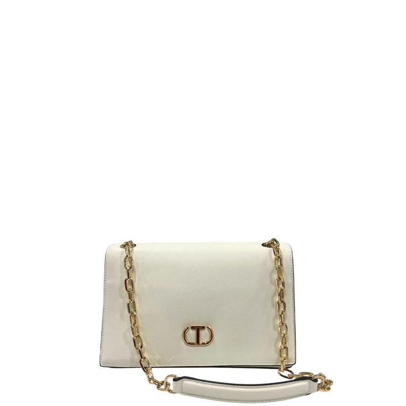 Twinset White PU Chain Crossbody Bag for Women