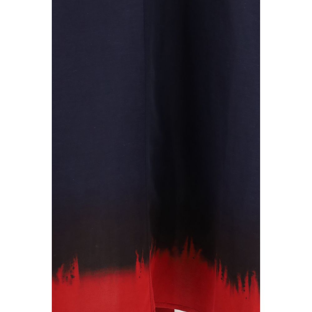 Tory Burch Blue Viscose Midi Dress with Balloon Sleeves