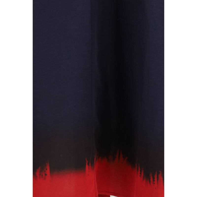 Tory Burch Blue Viscose Midi Dress with Balloon Sleeves