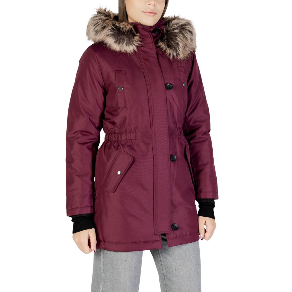 Only ONLIRIS FUR Bordeaux Polyester Parka pour Femmes