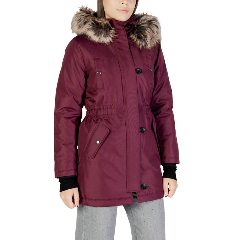 Only ONLIRIS FUR Bordeaux Polyester Parka pour Femmes