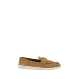 Prada Brown Calf Leather Bos Taurus Slip-On Loafers for Women