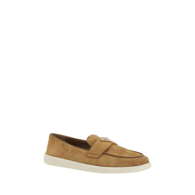 Prada Brown Calf Leather Bos Taurus Slip-On Loafers for Women