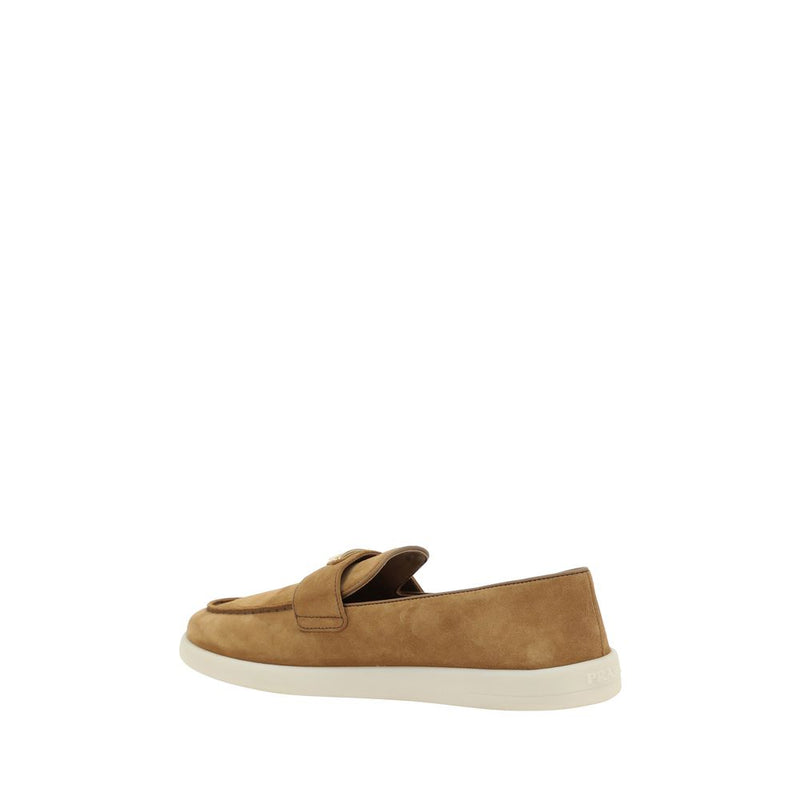 Prada Brown Calf Leather Bos Taurus Slip-On Loafers for Women
