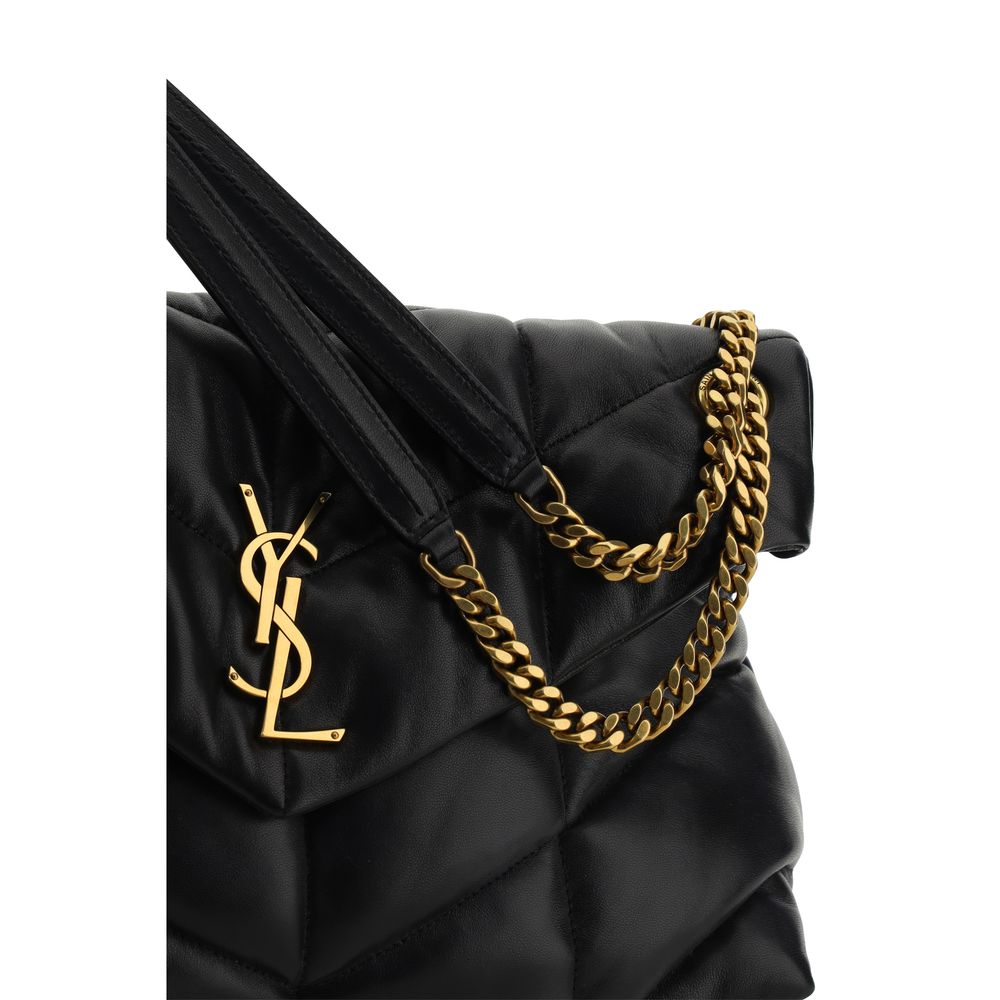 Saint Laurent LouLou Medium Black Lamb Leather Shoulder Bag