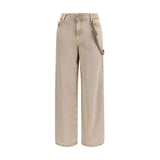 PINKO Lauryn Beige Cotton Relaxed Fit Jeans with Jeweled Cord