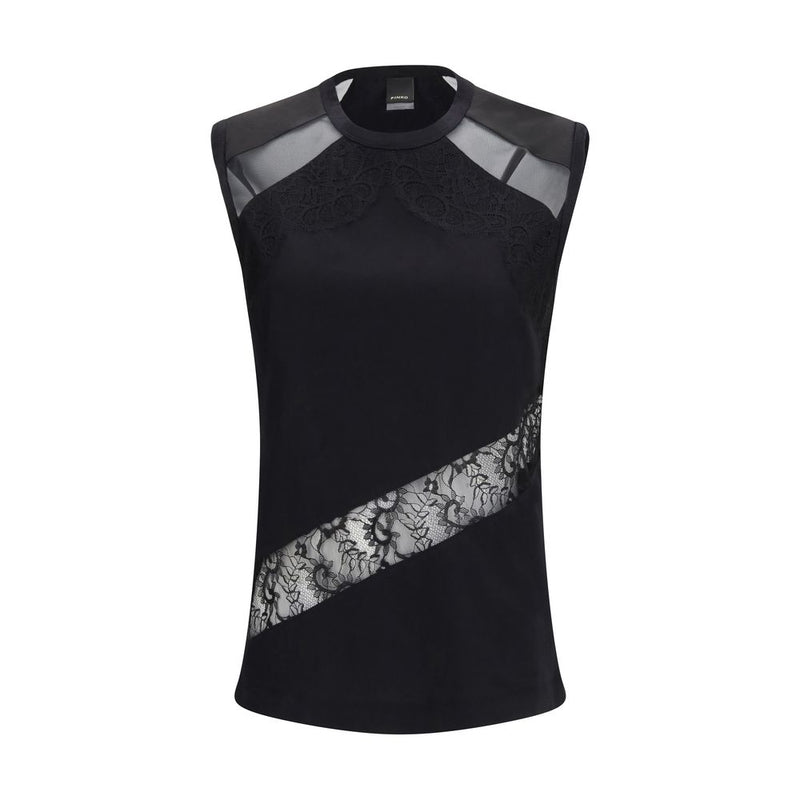 PINKO Top Molly - Blouse en Coton Noir pour Femme