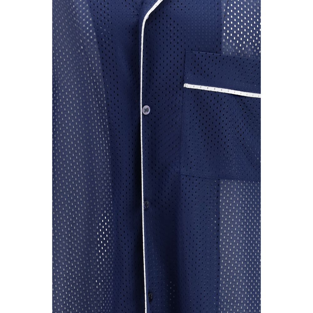 Moschino Blue Polyester Technical Mesh T-Shirt