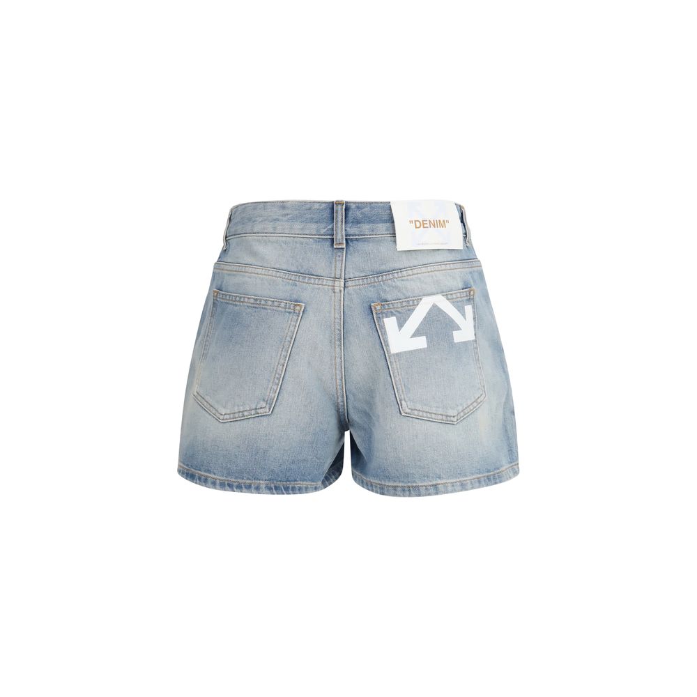 Off-White Doll Blue Denim Shorts for Women