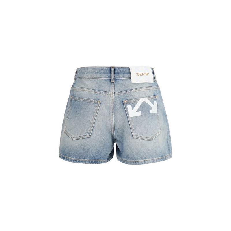 Off-White Doll Blue Denim Shorts for Women