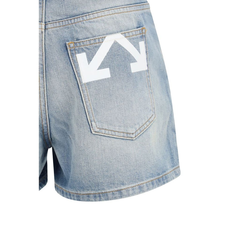 Off-White Doll Blue Denim Shorts for Women