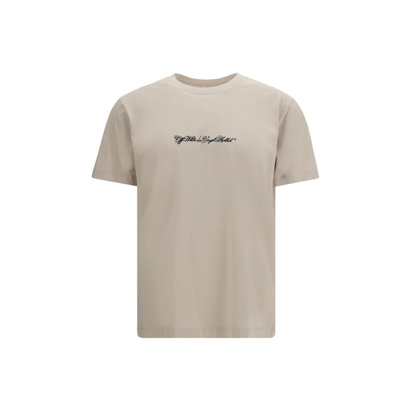 Off-white beige katoenen T-shirt