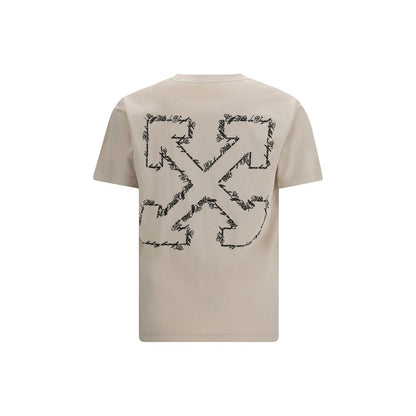 Off-white beige katoenen T-shirt