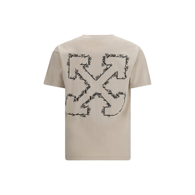 Off-white beige katoenen T-shirt