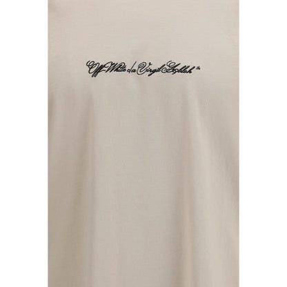 Off-white beige katoenen T-shirt