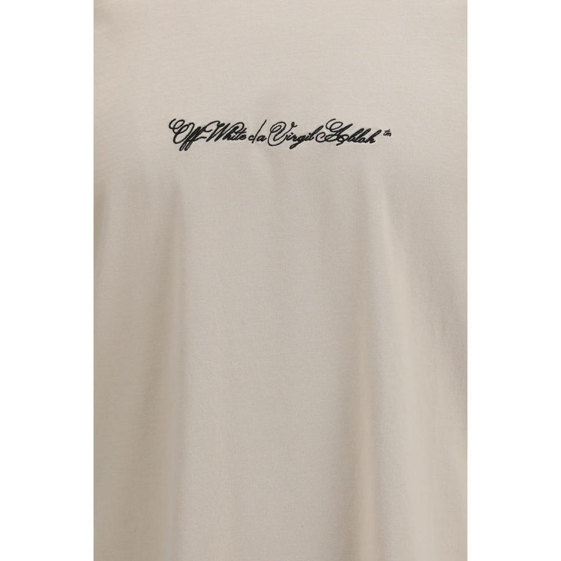 Off-white beige katoenen T-shirt