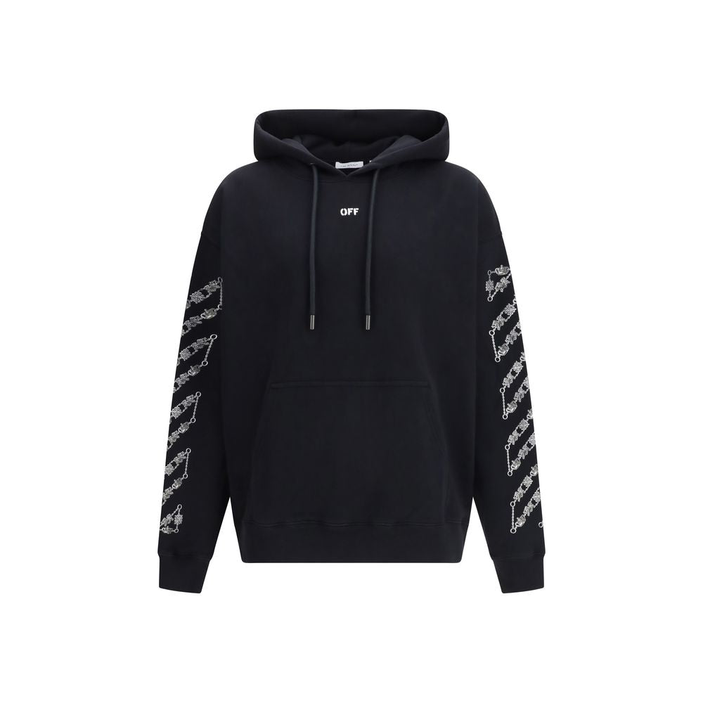 Off-White Black Cotton Chain Araldic Arrow Skate Hoodie
