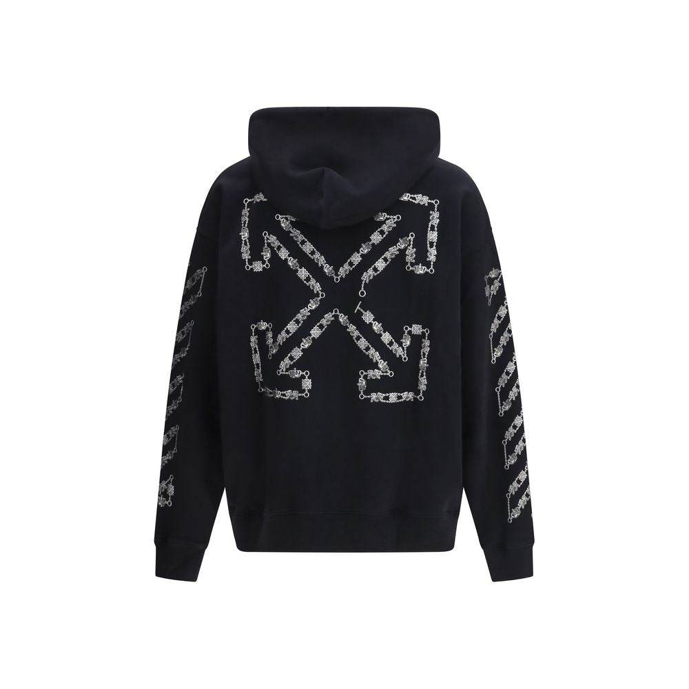 Off-White Black Cotton Chain Araldic Arrow Skate Hoodie