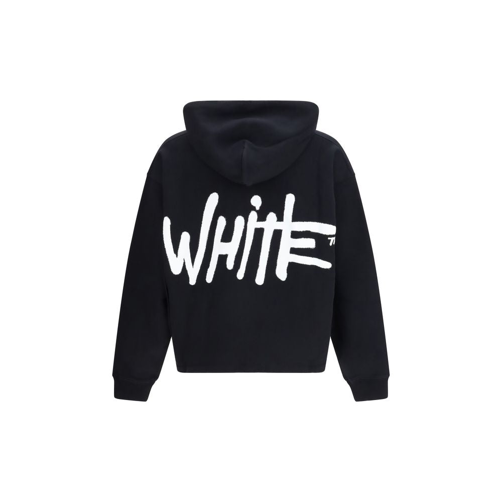 Off-White Black Cotton Sweatshirt - Shared Spray Hoodie