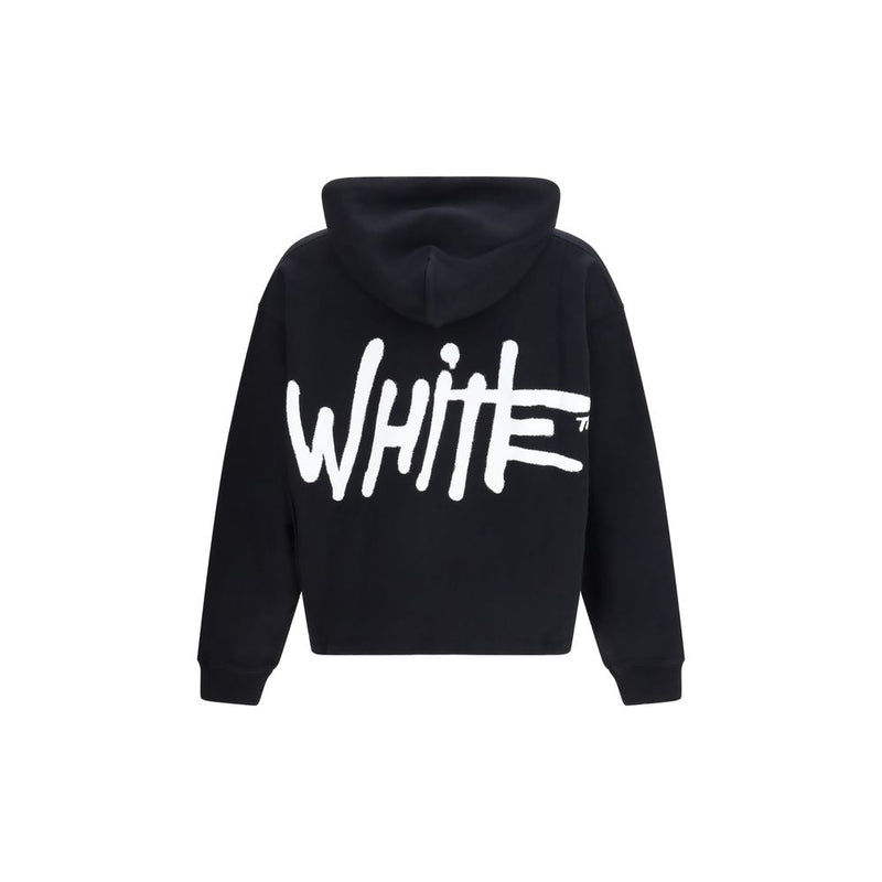 Off-White Black Cotton Sweatshirt - Shared Spray Hoodie