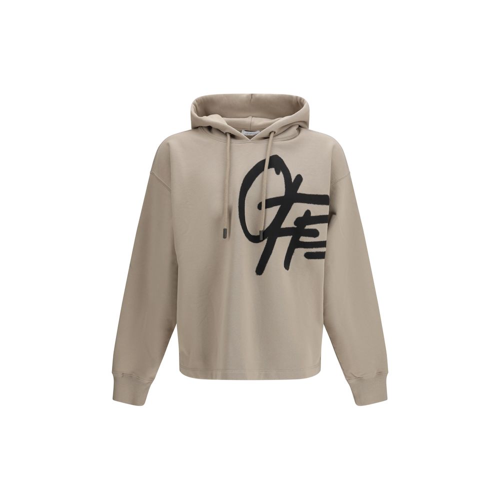 Off-White Spray Logo Beige Cotton Hoodie