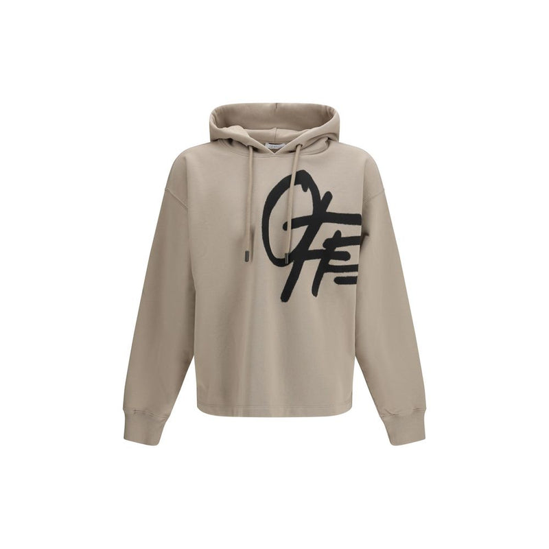 Off-White Spray Logo Beige Cotton Hoodie