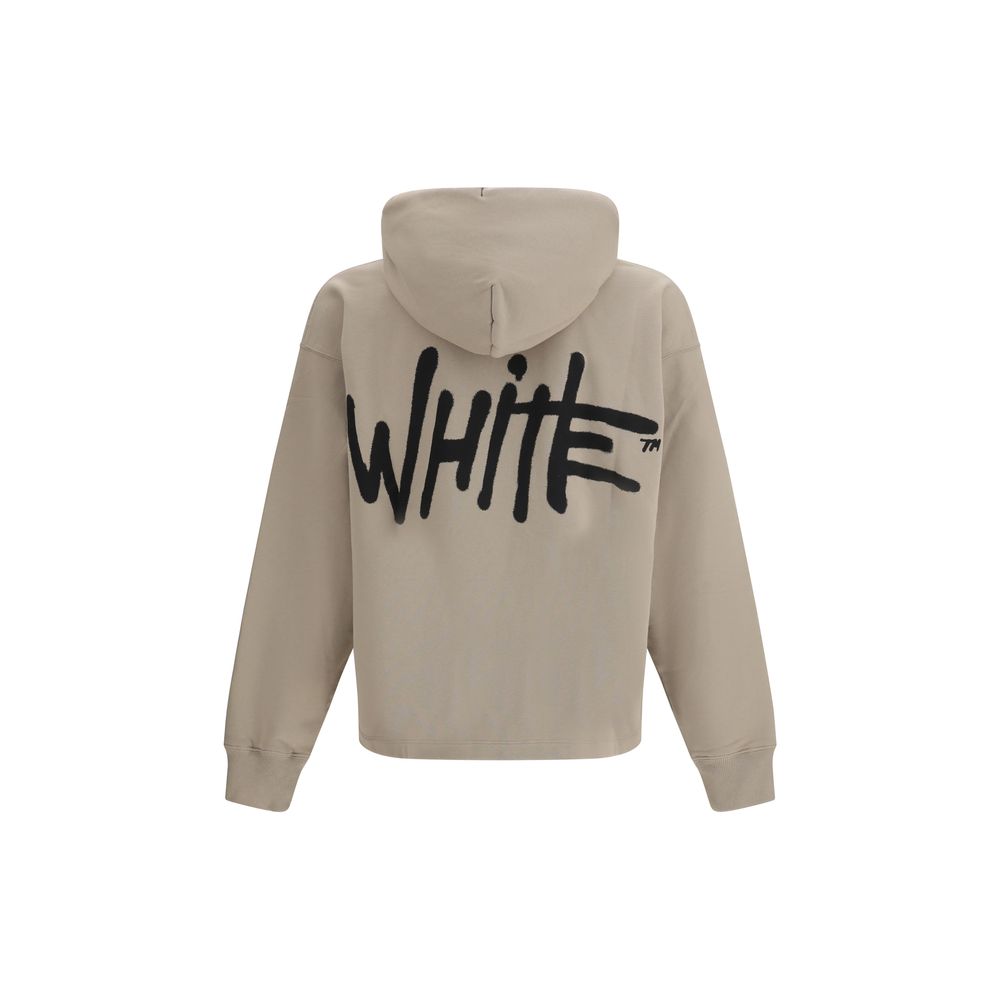 Off-White Spray Logo Beige Cotton Hoodie