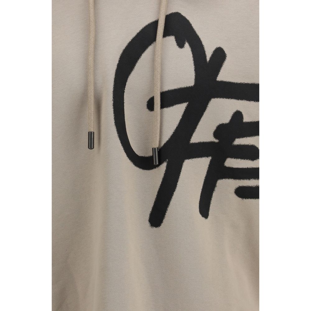 Off-White Spray Logo Beige Cotton Hoodie