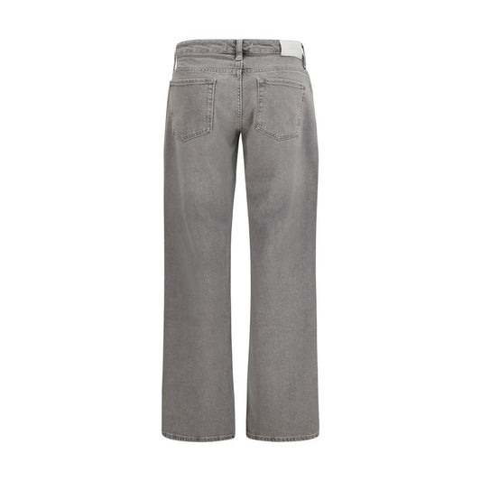 7FOR Gray Cotton Straight-Leg Jeans for Women