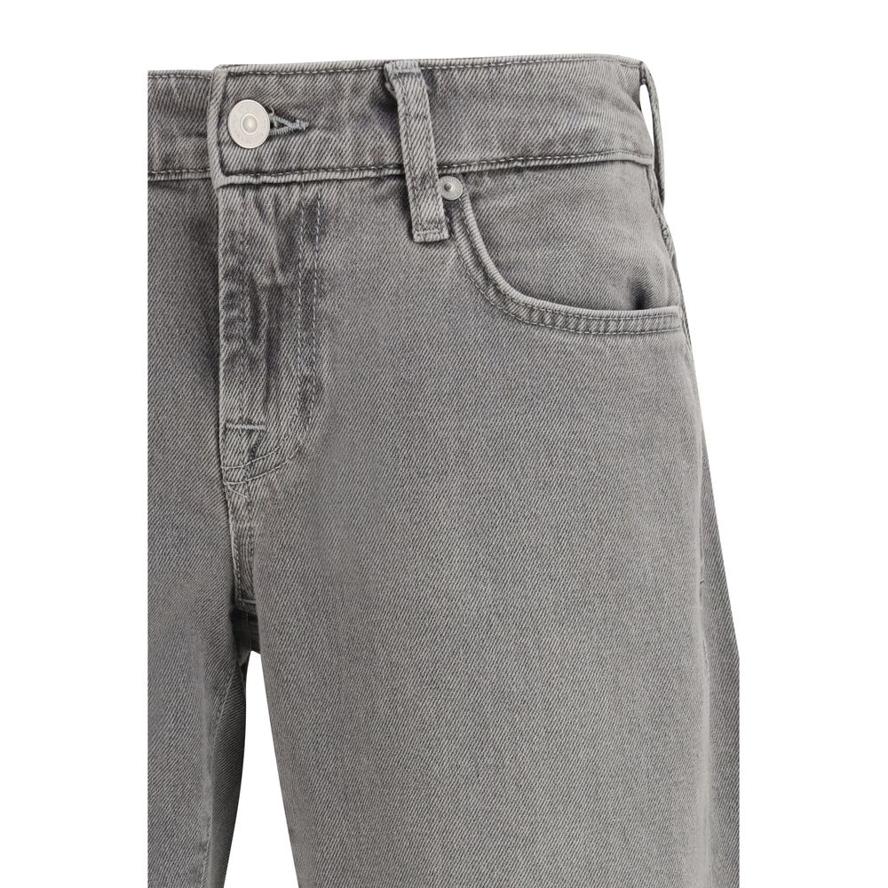 7FOR Gray Cotton Straight-Leg Jeans for Women - Comfortable & Stylish