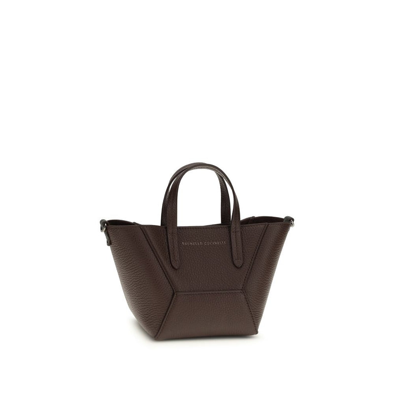 Brunello Cucinelli Bordeaux Calf Leather Bos Taurus Shoulder Bag