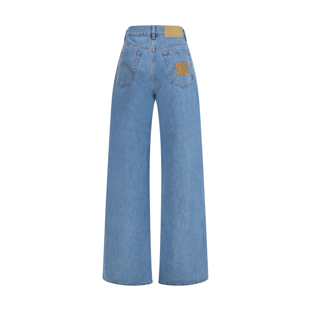 Blazé Milano Nariida Blue Cotton Wide Leg Jeans