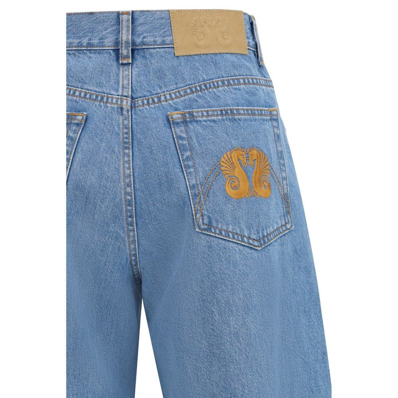 Blazé Milano Nariida Blue Cotton Wide Leg Jeans