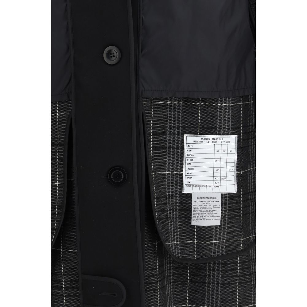 Margiela Zwarte Polyester Jas