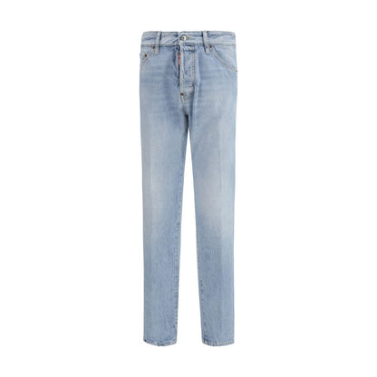 Dsquared² Blauwe katoenen jeans met rechte pijpen