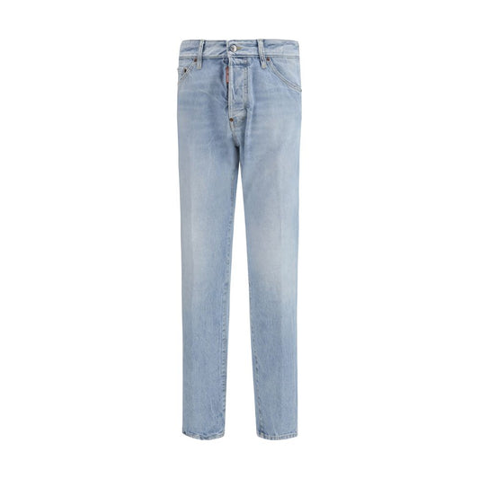Dsquared² Blauwe katoenen jeans met rechte pijpen