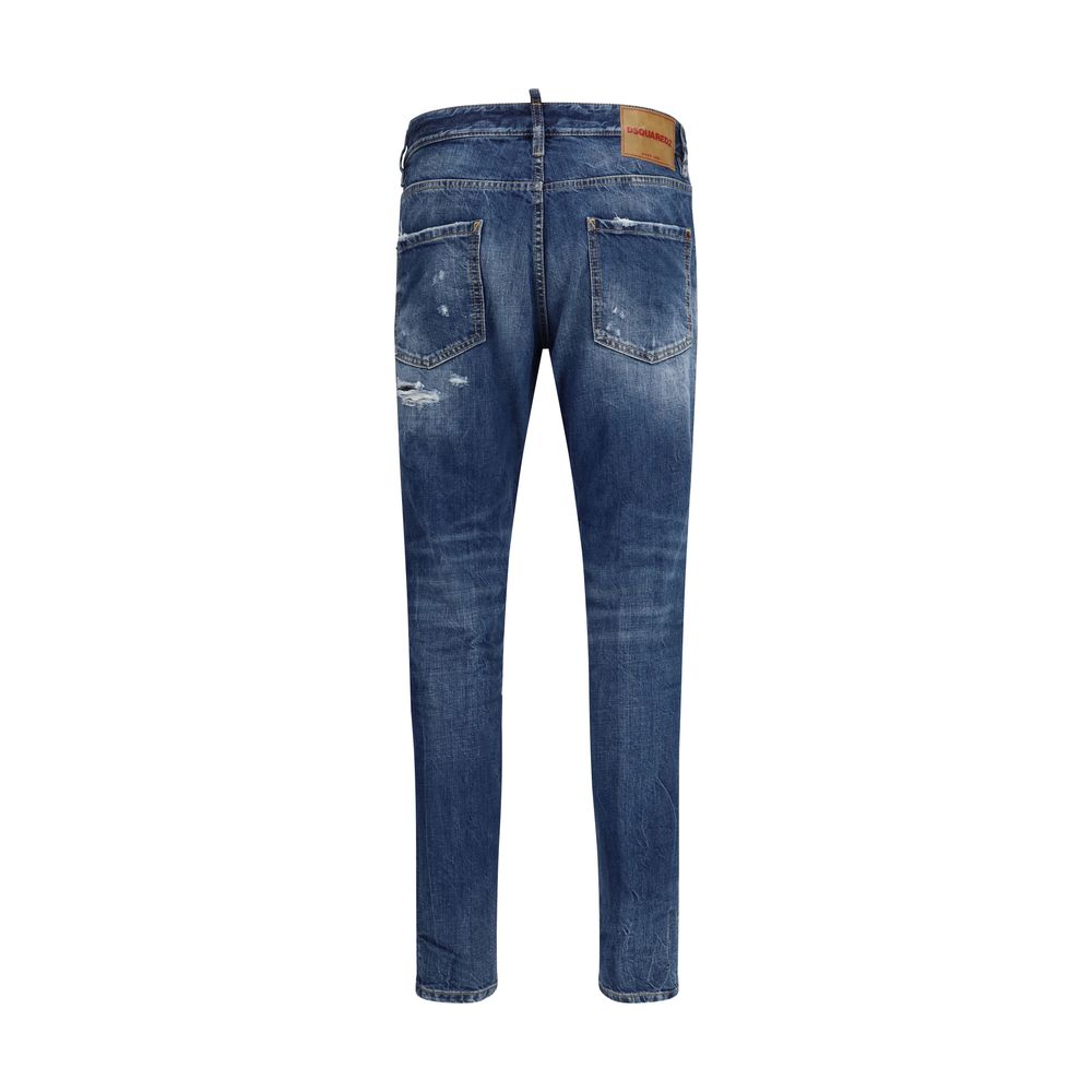 Dsquared² Blue Cotton Slim Fit Jeans - Teddy Model