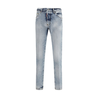 Dsquared² Blauwe katoenen jeans met rechte pijpen