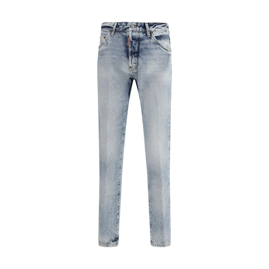 Dsquared² Blauwe katoenen jeans met rechte pijpen