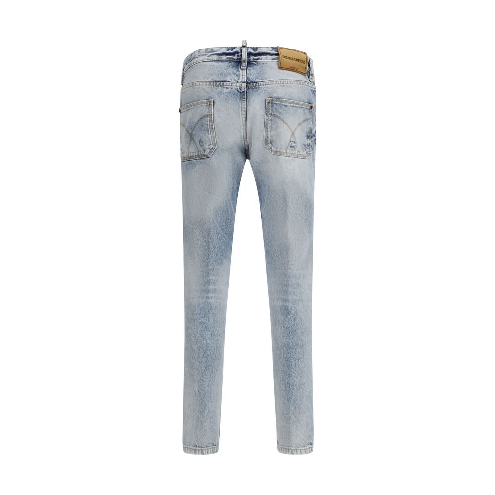 Dsquared² Blauwe katoenen jeans met rechte pijpen