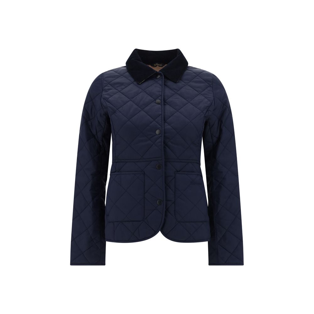Barbour Deveron Quilt Jacket - Blue Polyester Coat for Women