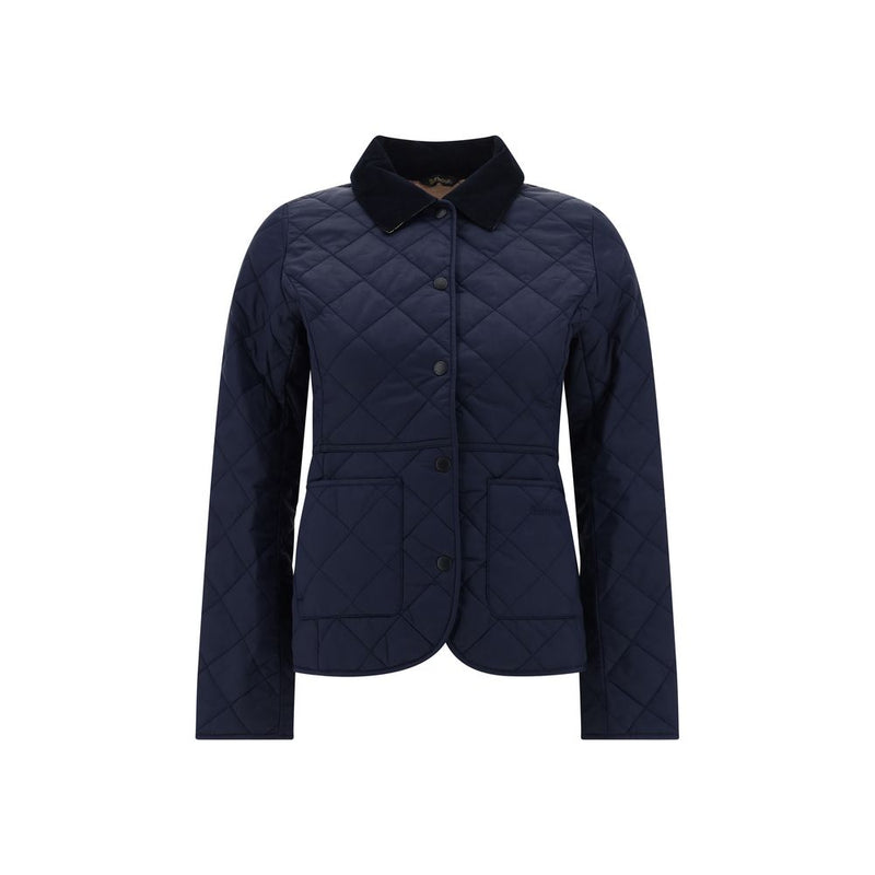 Barbour Deveron Quilt Jacket - Blue Polyester Coat for Women
