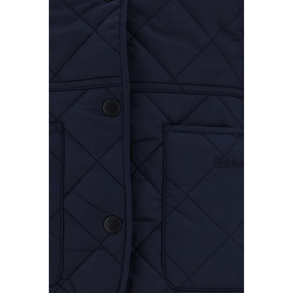Barbour Deveron Quilt Jacket - Blue Polyester Coat for Women