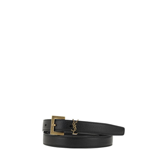 Saint Laurent Zwarte Kalfsleren Bos Taurus Regular Riem