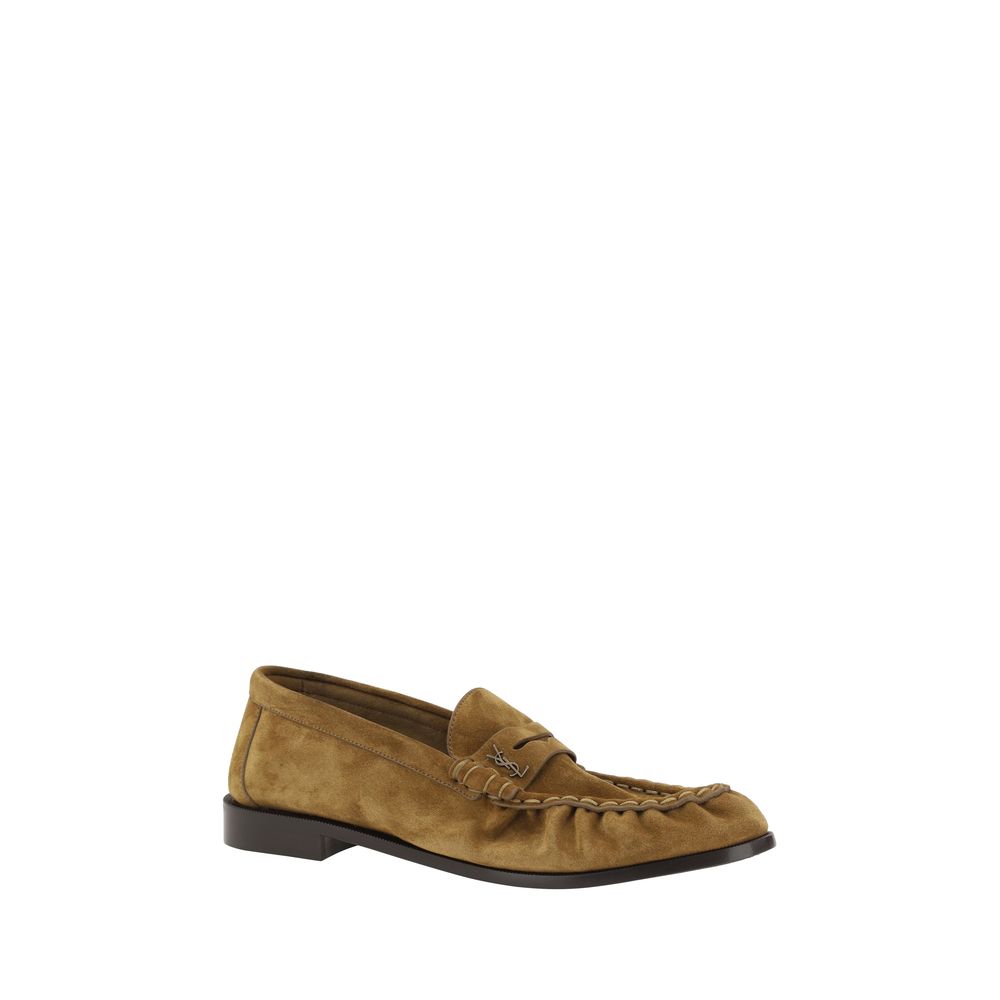 Saint Laurent Brown Calf Leather Bos Taurus Slip-On Loafers