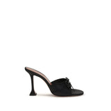 Mules Amina Muaddi en cuir de veau noir Bos Taurus