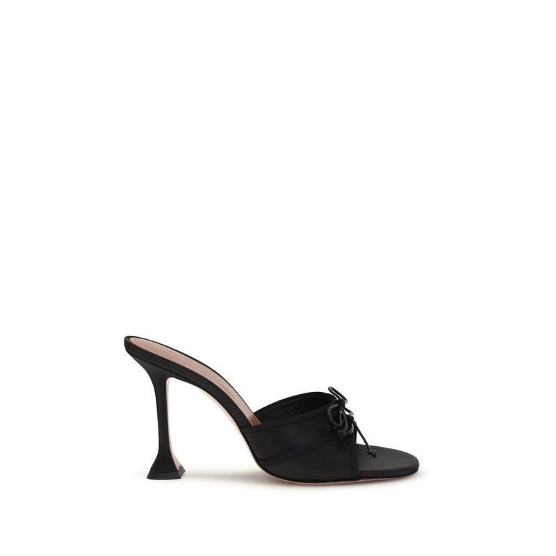 Mules Amina Muaddi en cuir de veau noir Bos Taurus